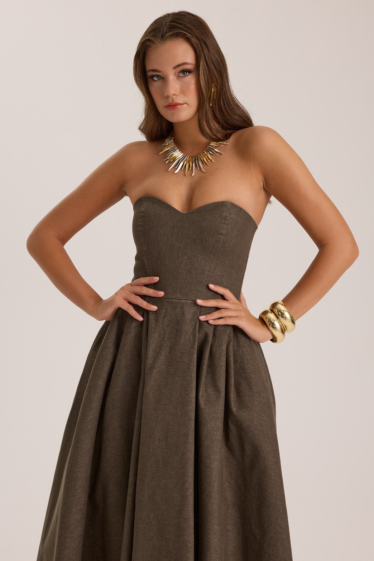 Charlotte ICON Denim Dress DARK GREEN