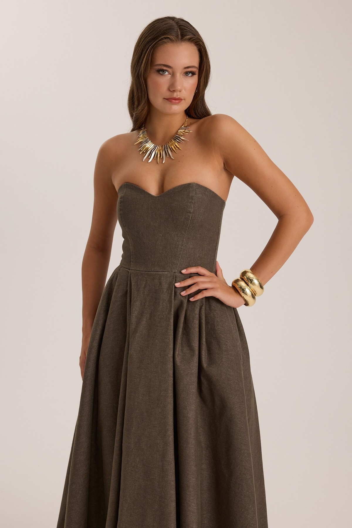 Charlotte ICON Denim Dress DARK GREEN