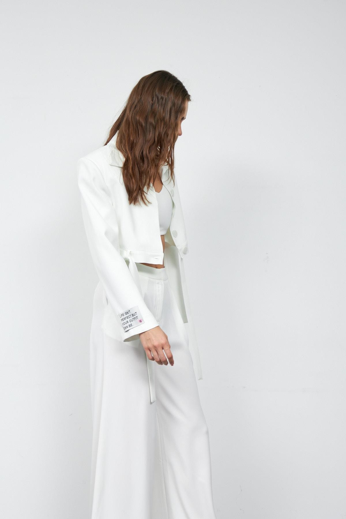 Chic Palazzo Pantolon Beyaz