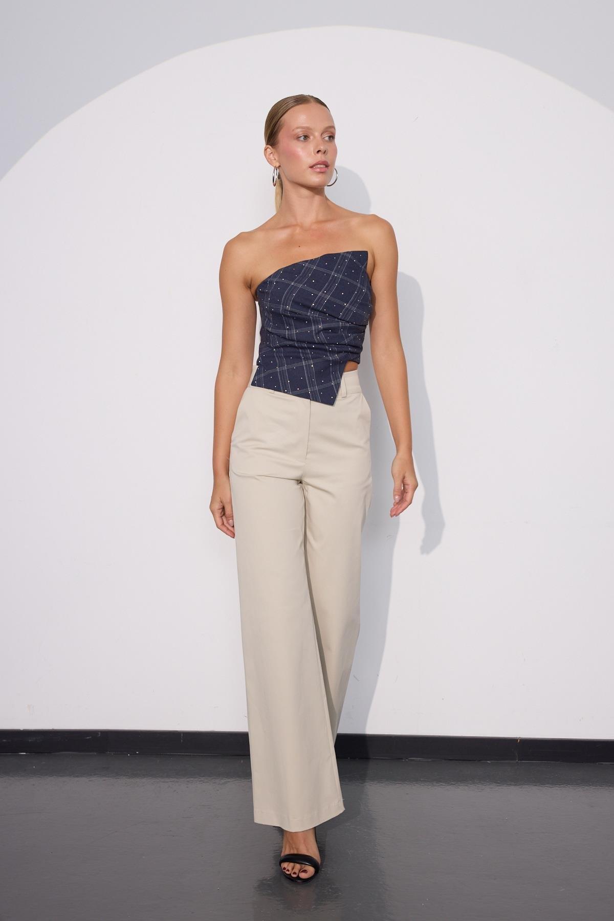 Citylife Recycled Fabric Straight Pants Beige