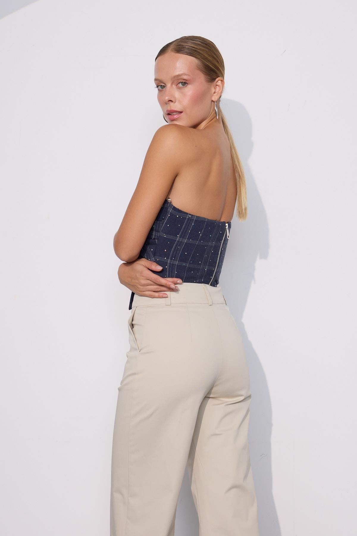 Citylife Recycled Fabric Straight Pants Beige