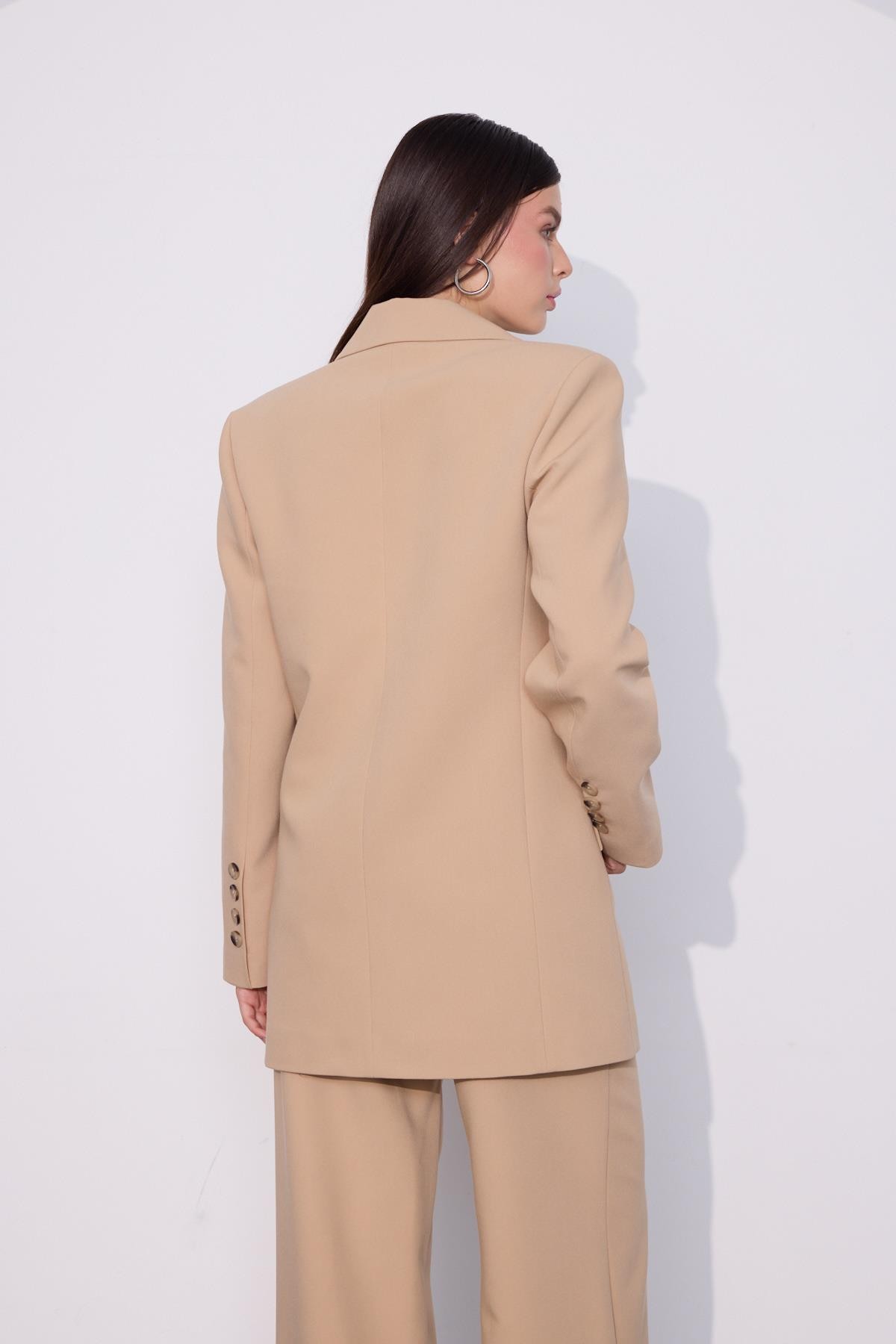 Classic Allure Oversize Blazer Ceket Camel