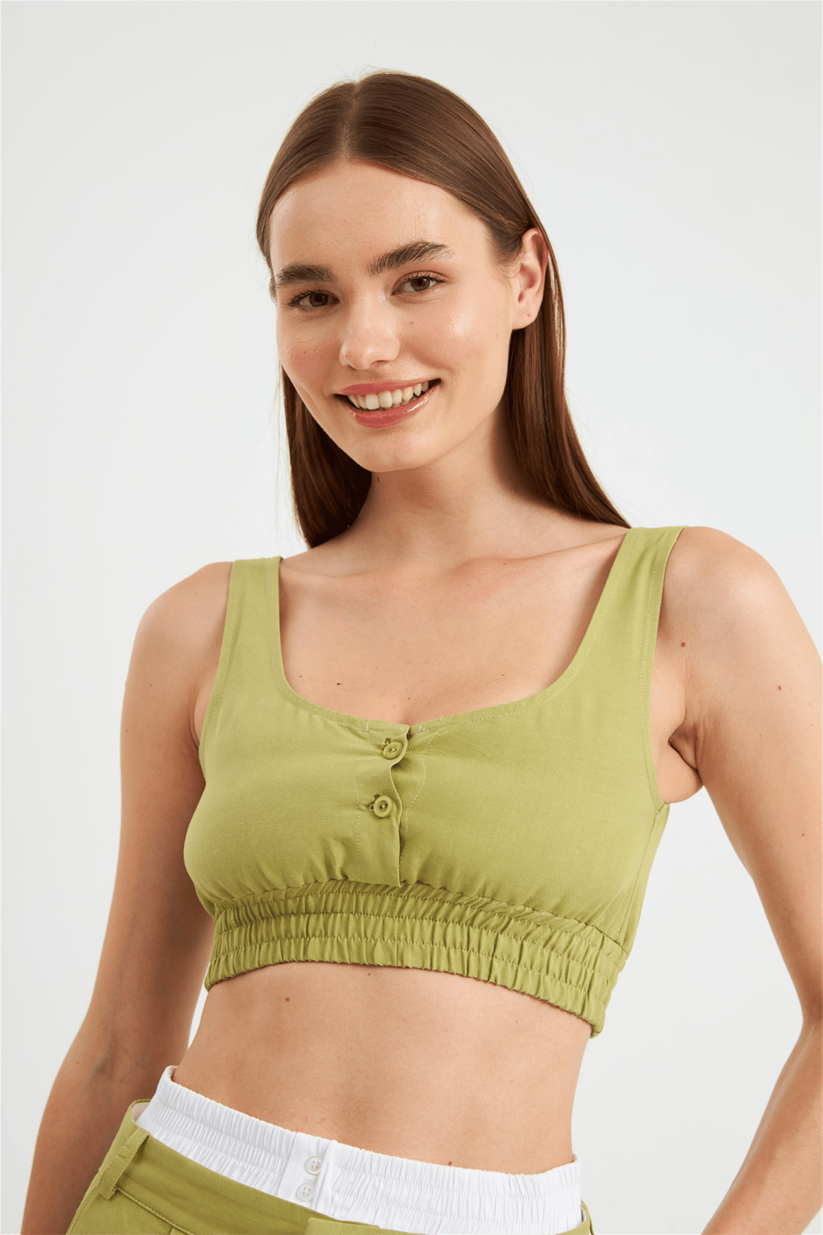 Cool Mode Serisi Boxer Detaylı Keten Pantolon YAG YESİLİ