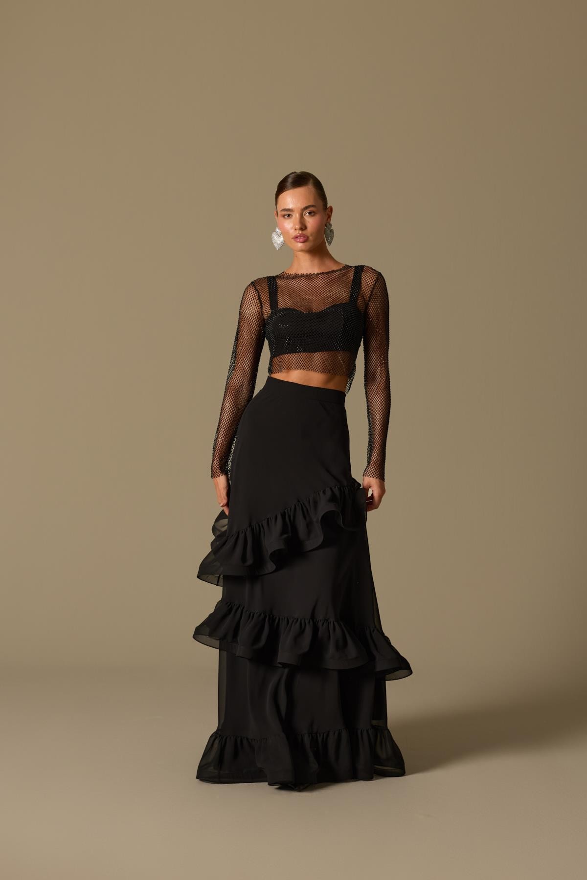 Dazzling Crystal Elegance Blouse Siyah