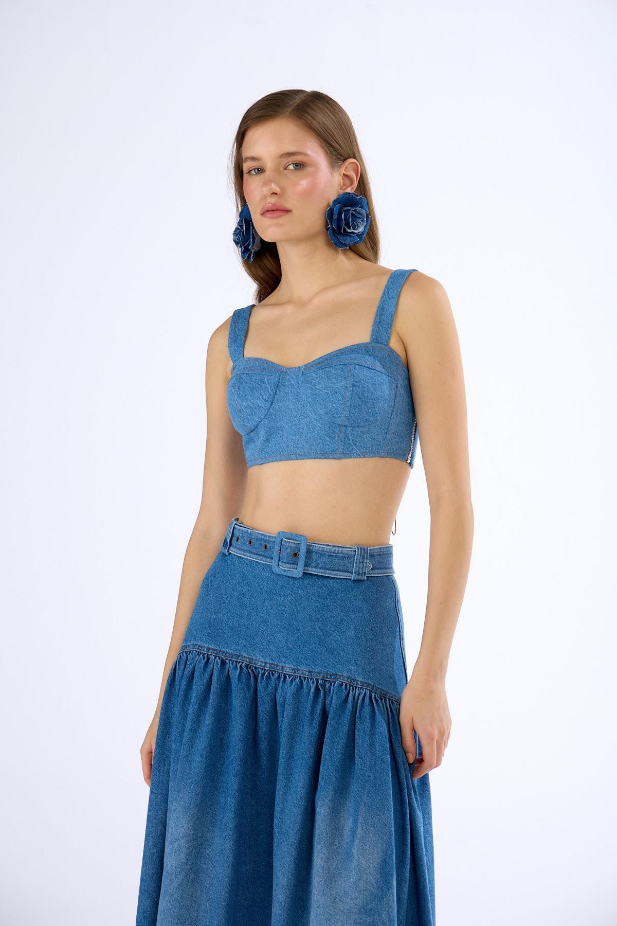 Denim In Denim Tank Büstiyer LİGHT BLUE