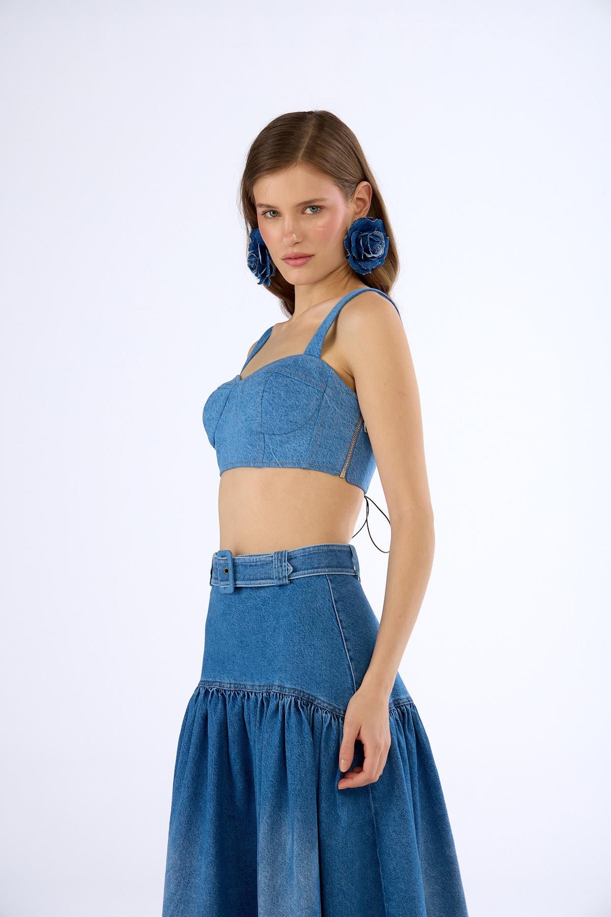 Denim In Denim Tank Büstiyer LİGHT BLUE