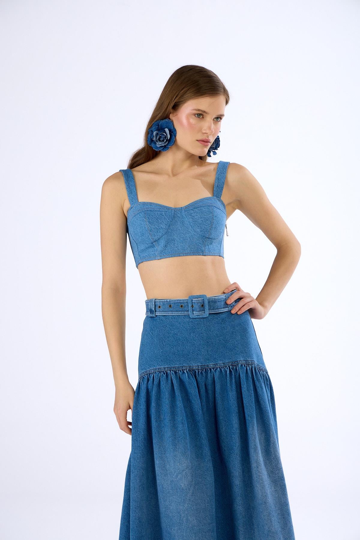 Denim In Denim Tank Büstiyer LİGHT BLUE