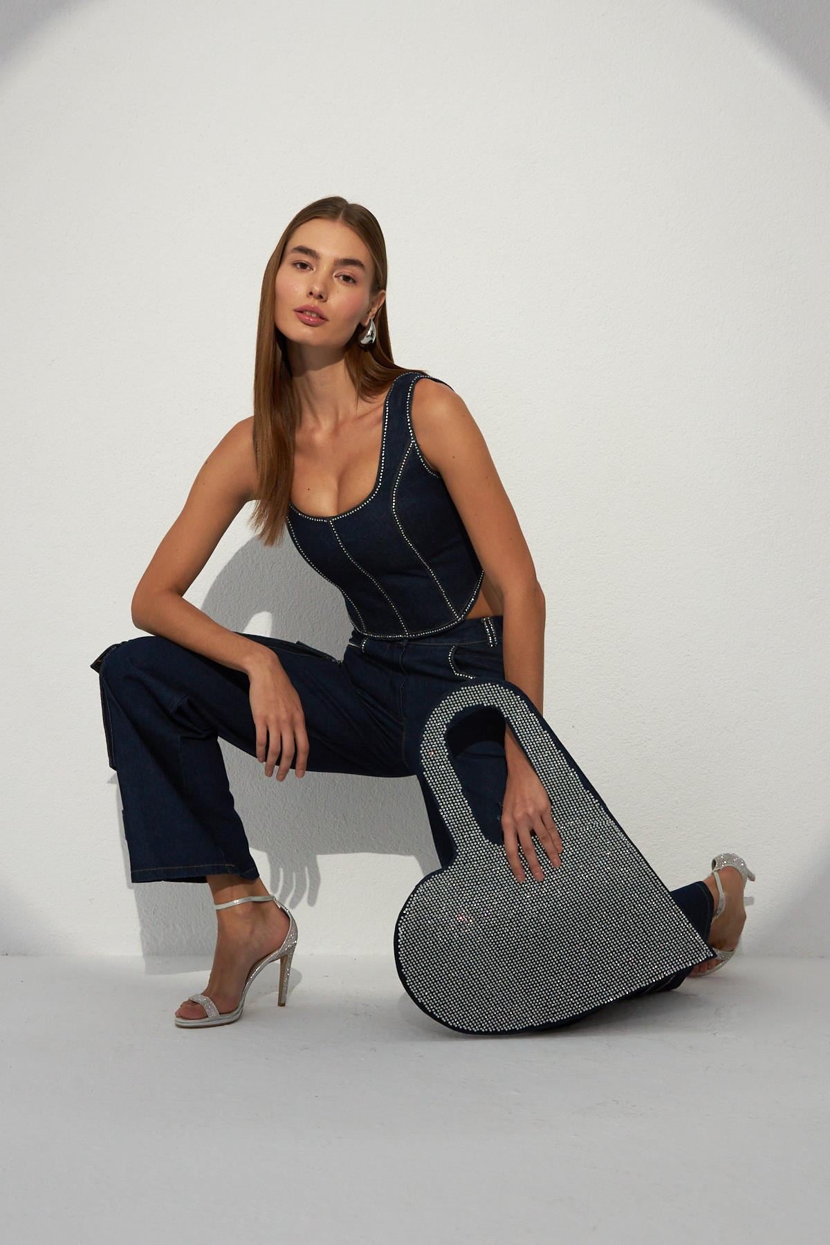 Denim Serisi Pretty Diamond Büstiyer Koyu Mavi