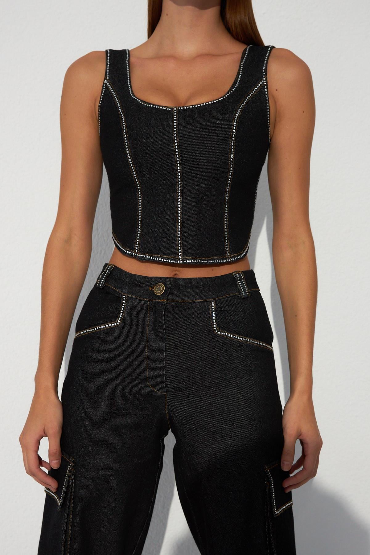 Denim Serisi Pretty Diamond Büstiyer Siyah