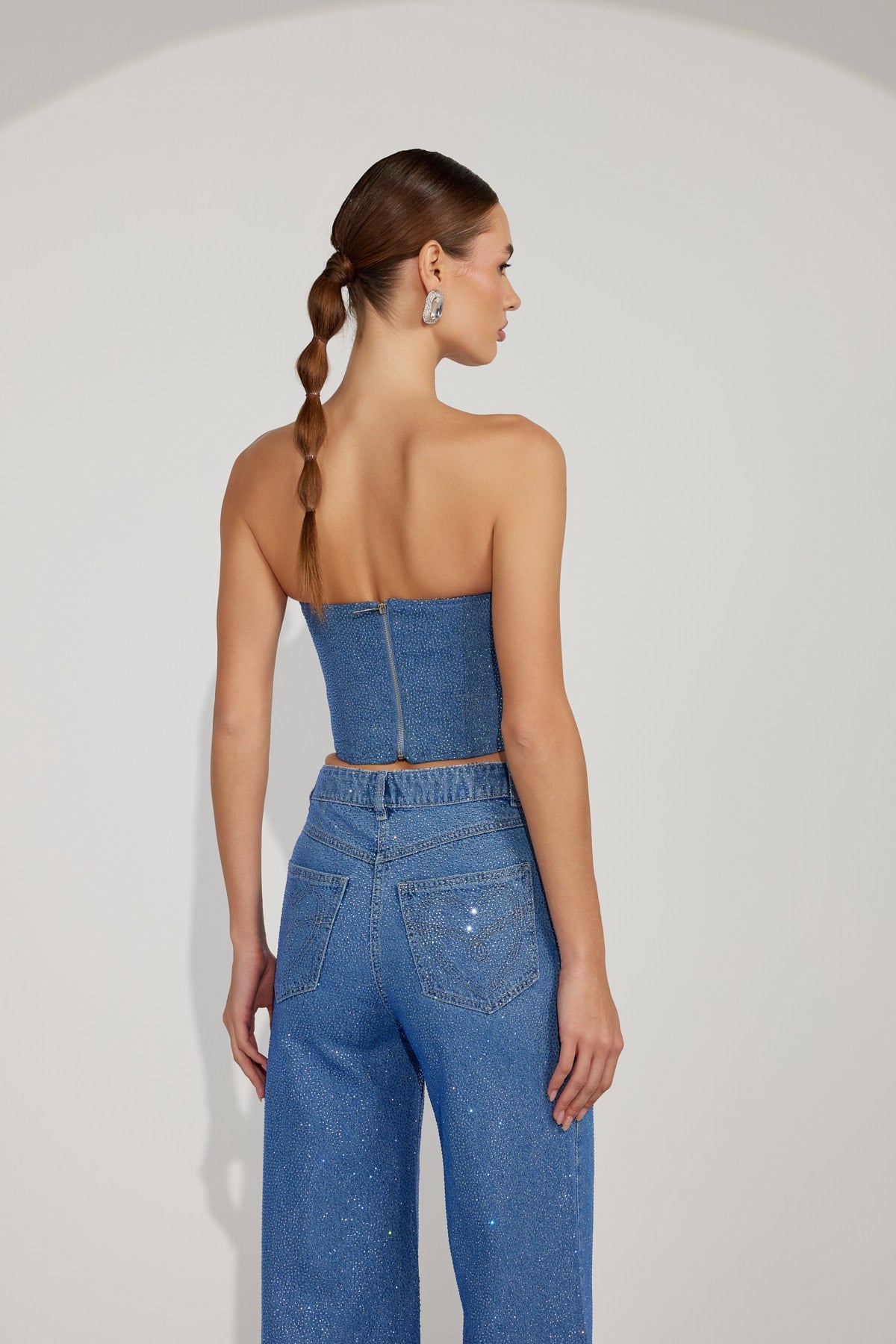 Diamond Icon Denim Bustier Baby-Blue