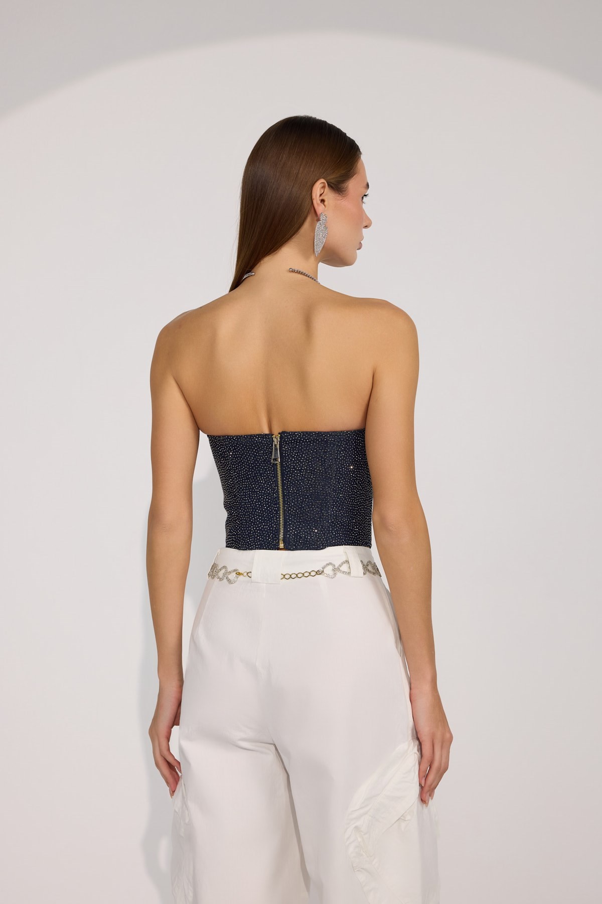 Diamond Icon Denim Bustier Black