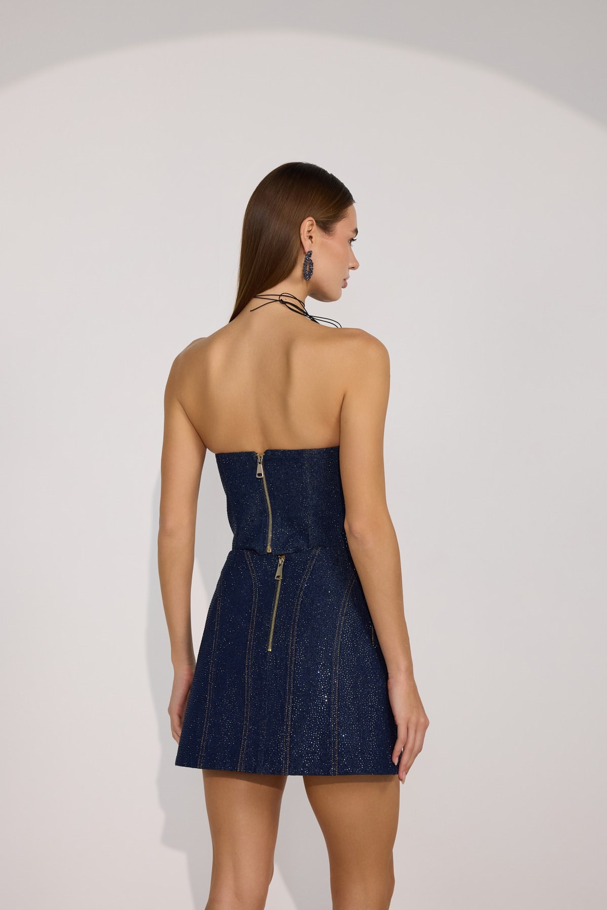 Diamond Icon Denim Bustier Dark Blue