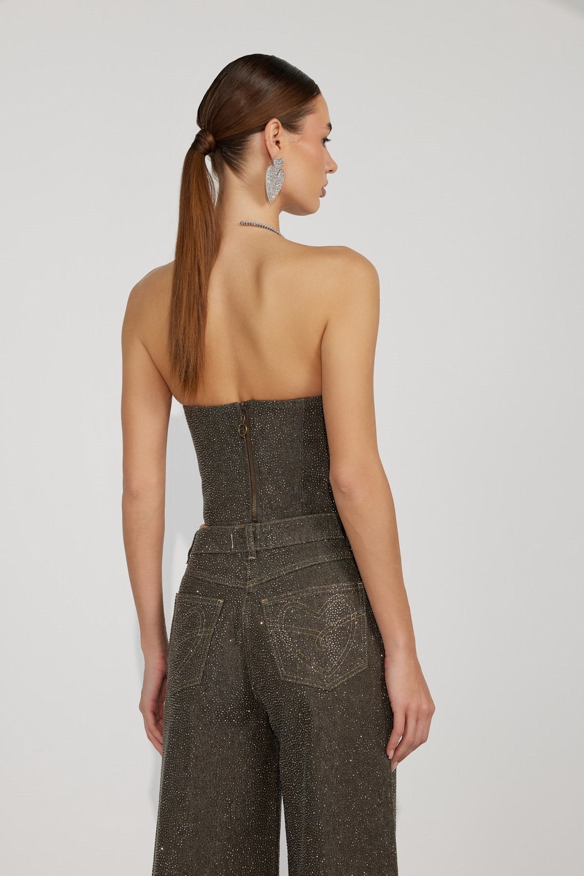 Diamond Icon Denim Bustier DARK GREEN