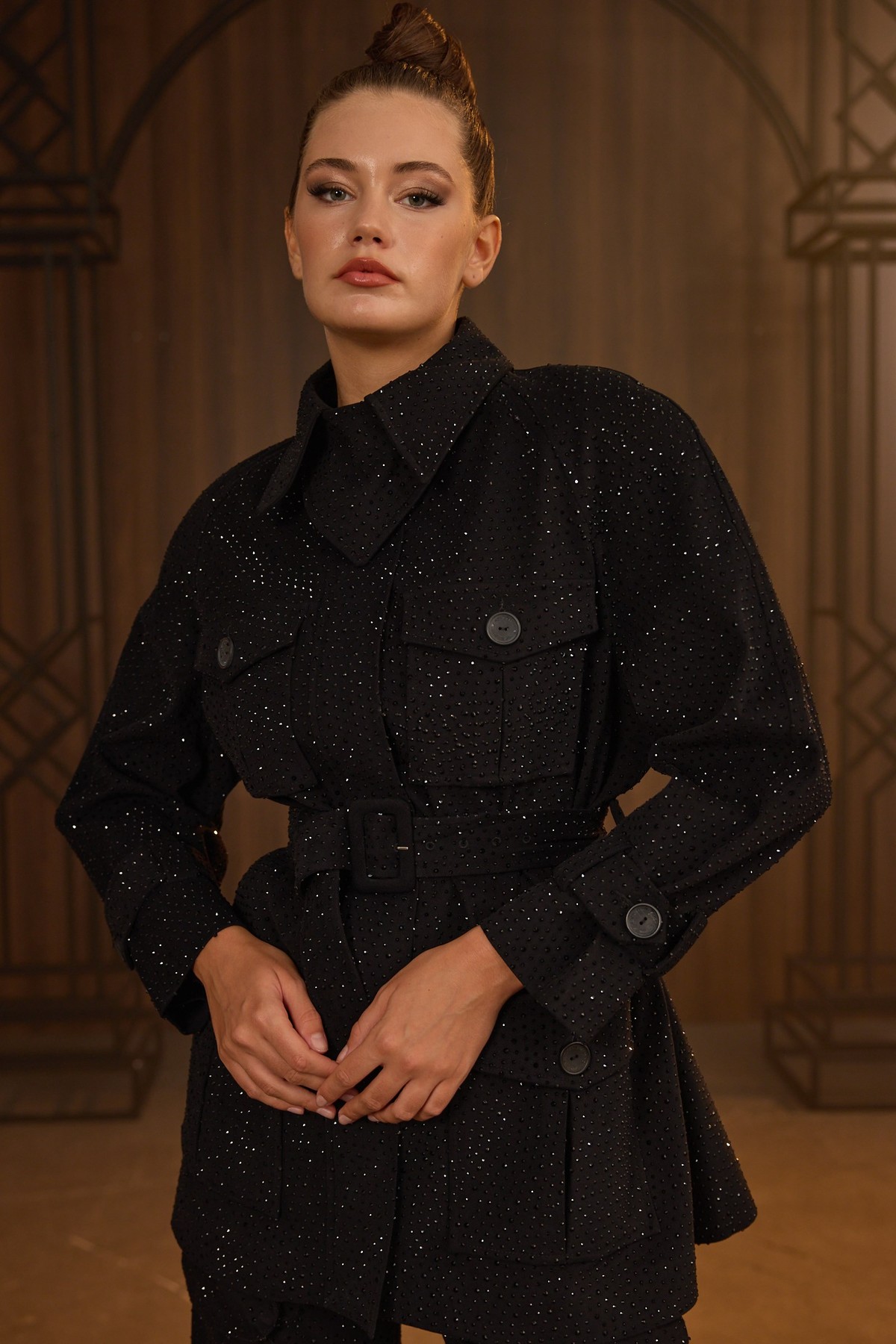 Diamond Nostalgia Edit Trench Black