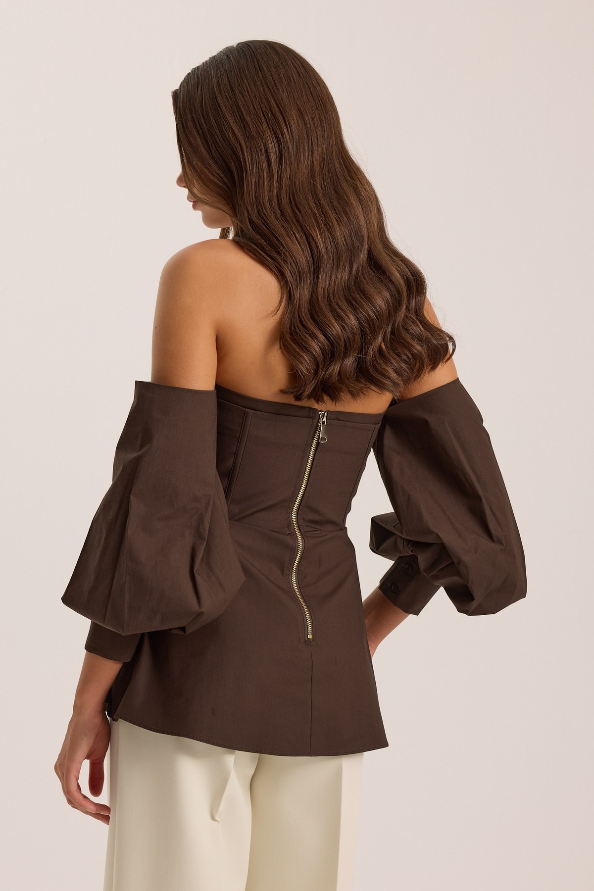 Dusk Volume %100 Cotton Corset Shirt Top DARK GREEN