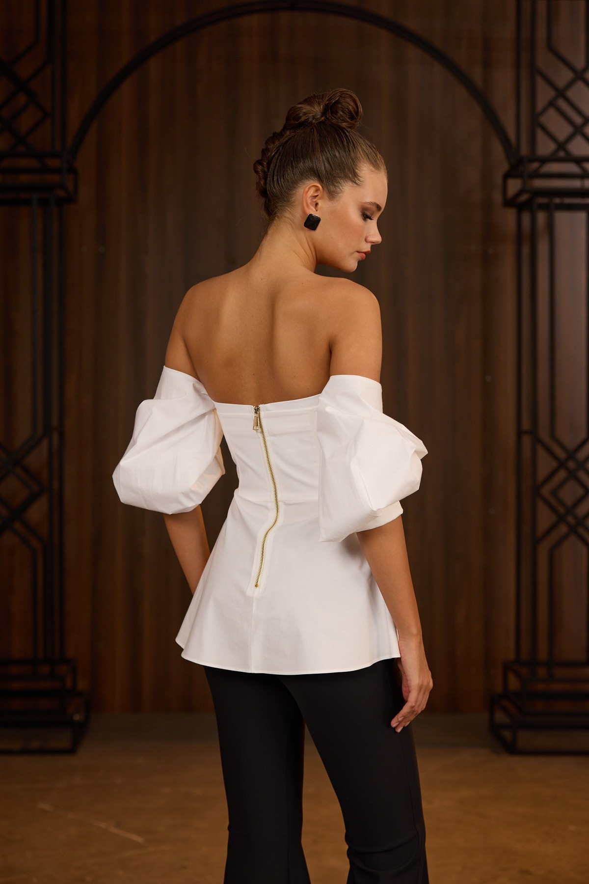 Dusk Volume %100 Cotton Corset Shirt Top White