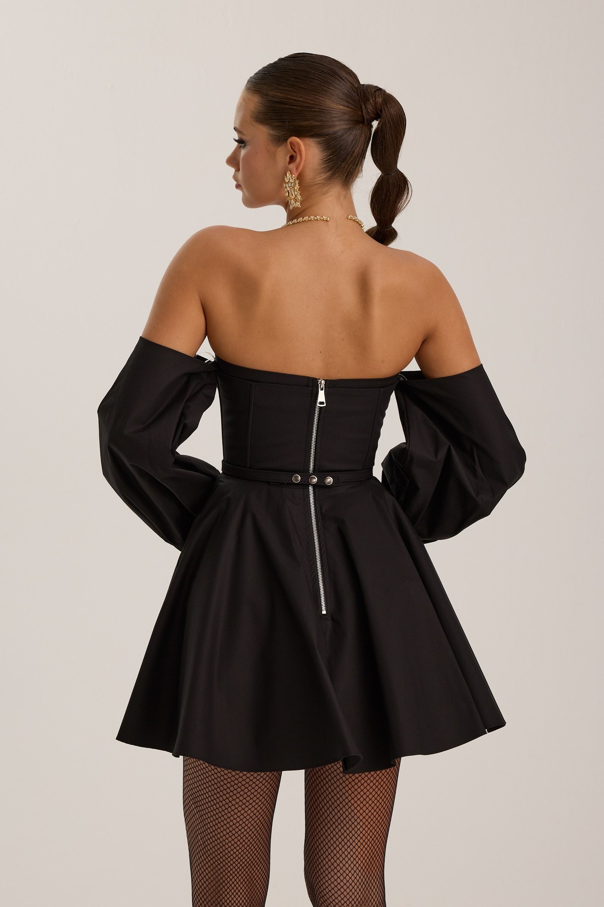 Dusk Volume Mini Dress Black