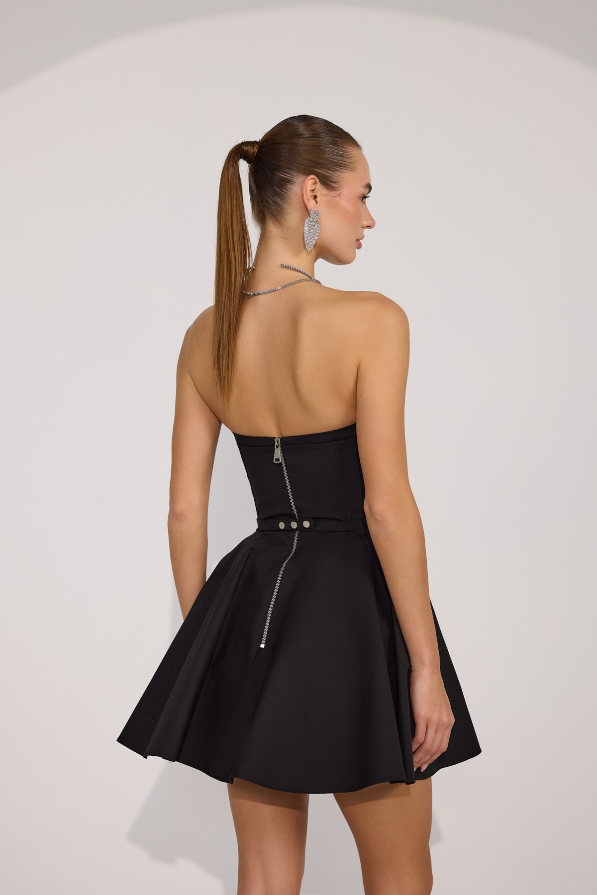 Dusk Volume Mini Dress Black