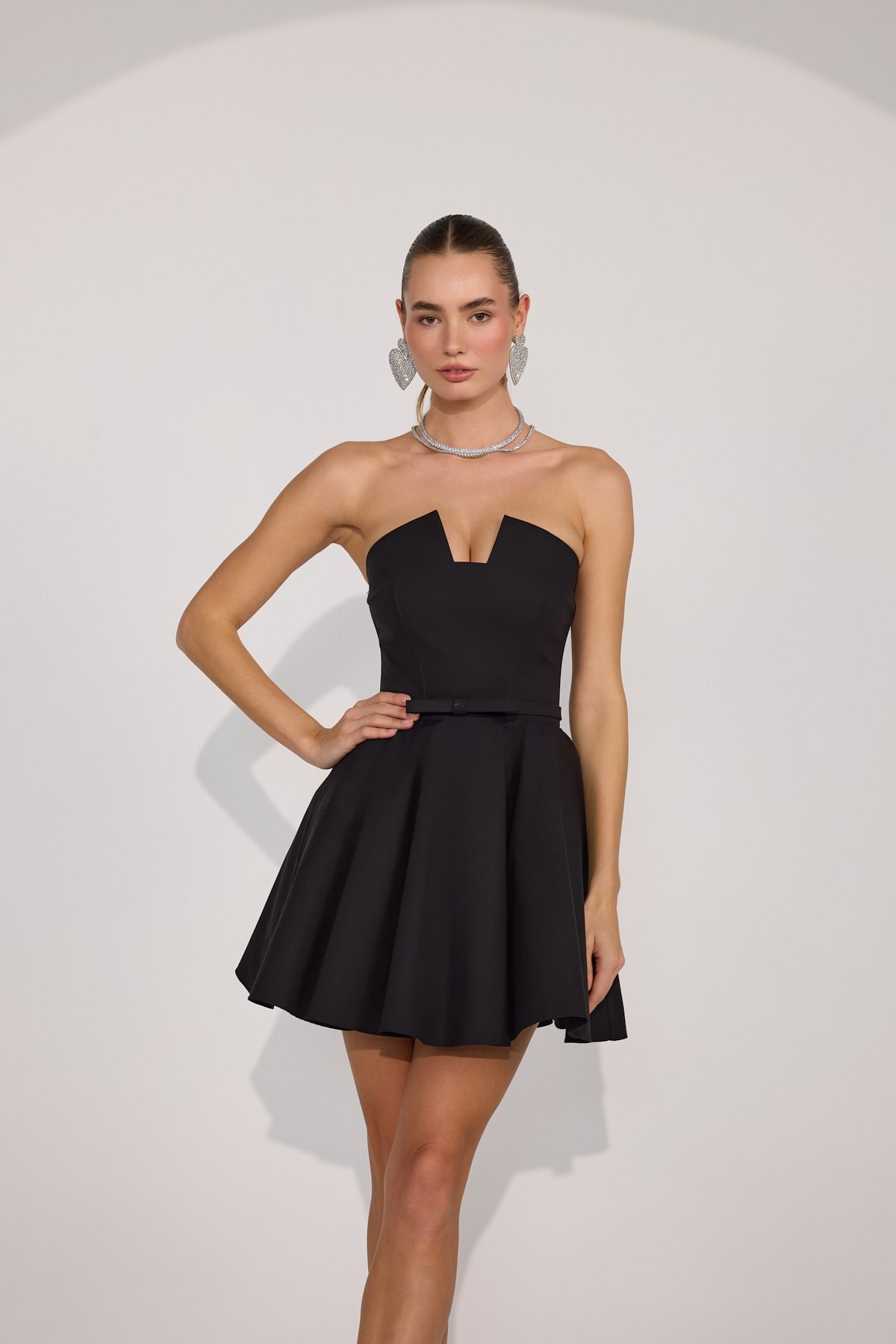 Dusk Volume Mini Dress Black