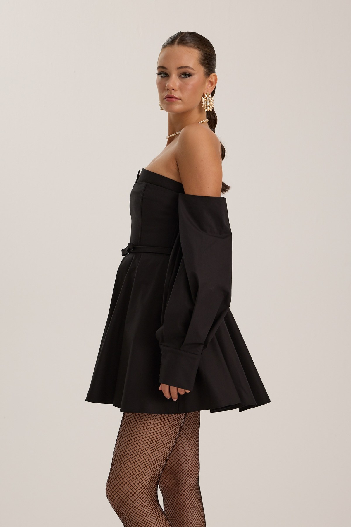 Dusk Volume Mini Dress Black