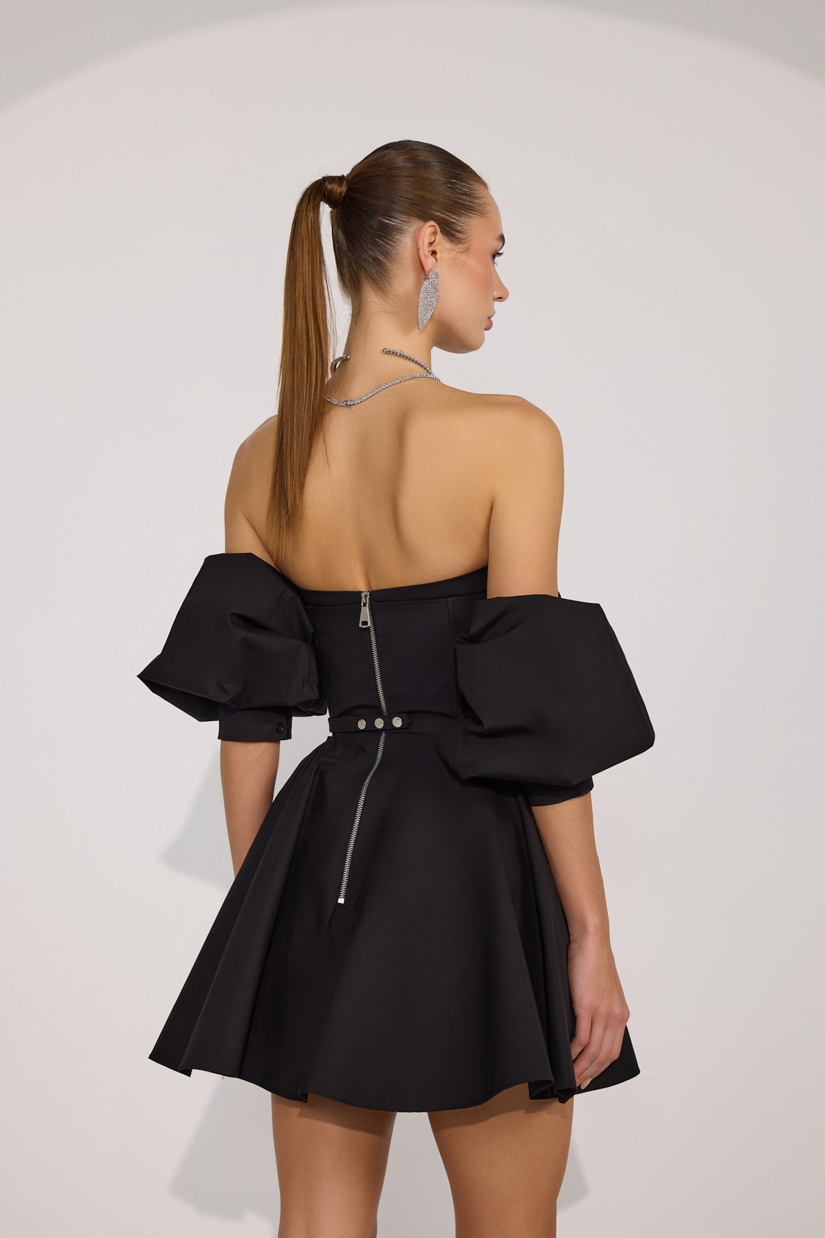 Dusk Volume Mini Dress Black