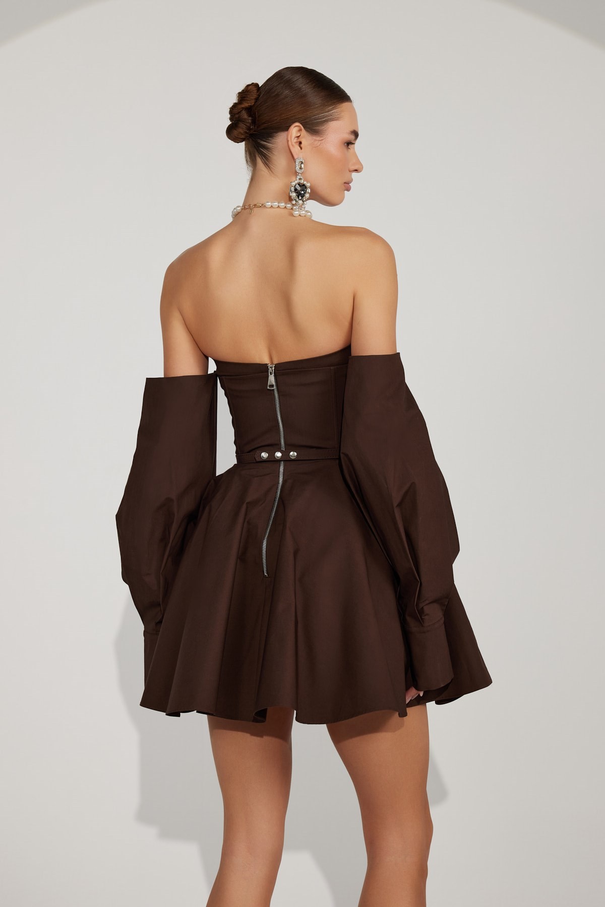 Dusk Volume Mini Dress DARK GREEN