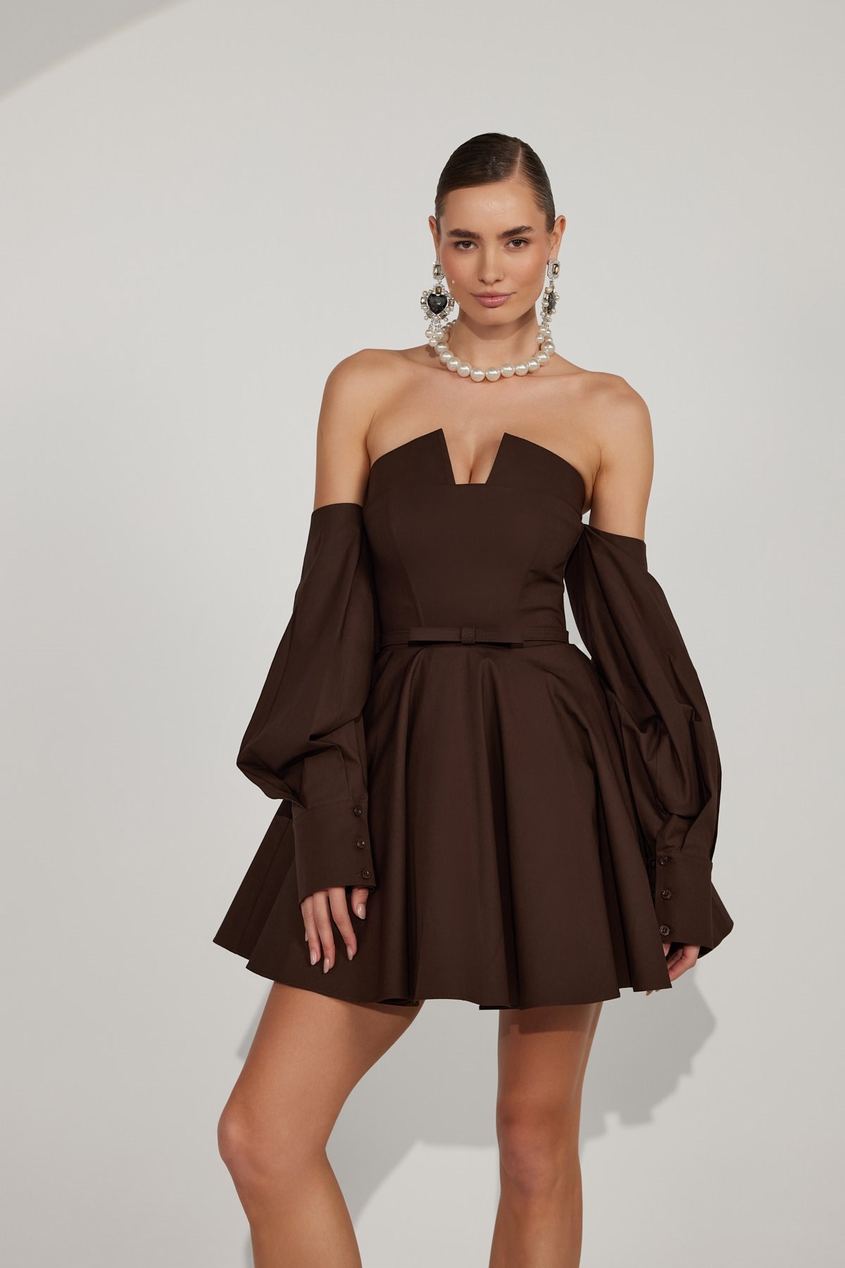 Dusk Volume Mini Dress DARK GREEN