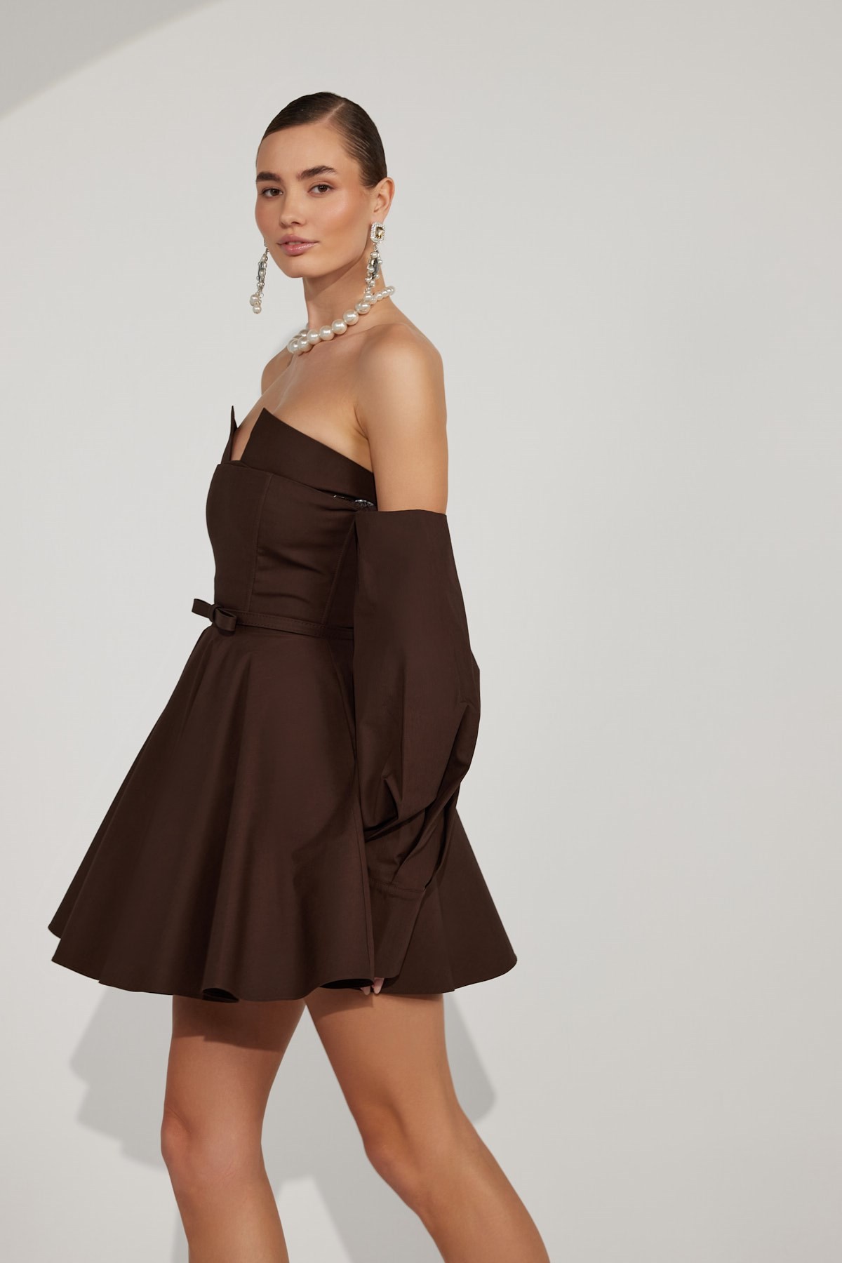 Dusk Volume Mini Dress DARK GREEN