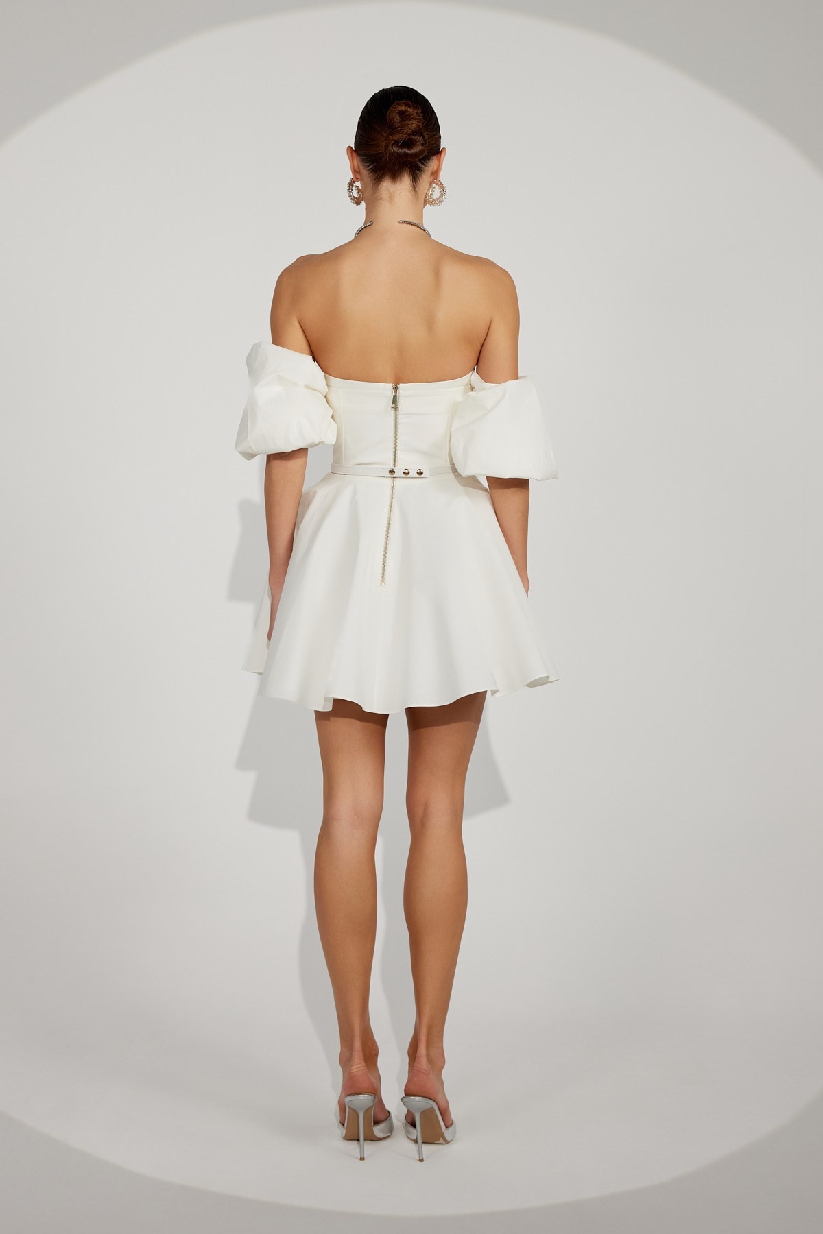 Dusk Volume Mini Dress Ecru