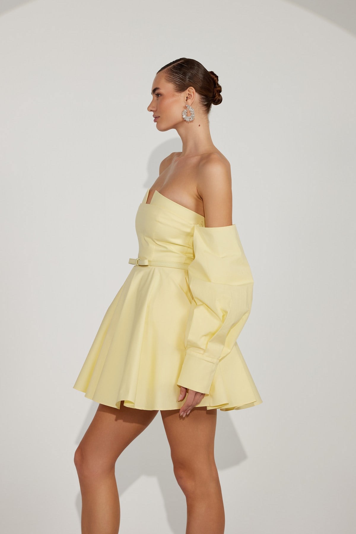 Dusk Volume Mini Dress Yellow