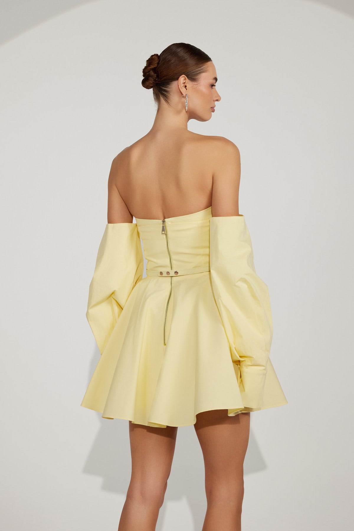 Dusk Volume Mini Dress Yellow