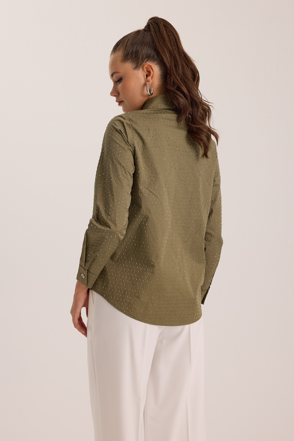 Embellished Basic Shirt Khaki