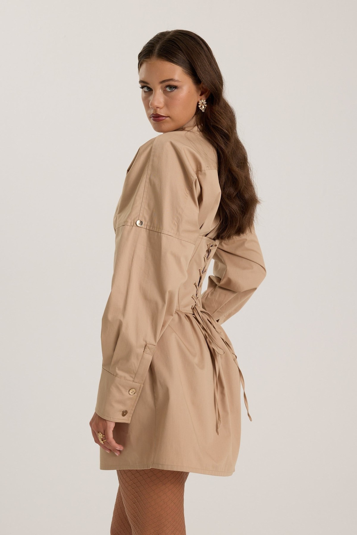 Era Corset %100 Cotton Shirt Beige
