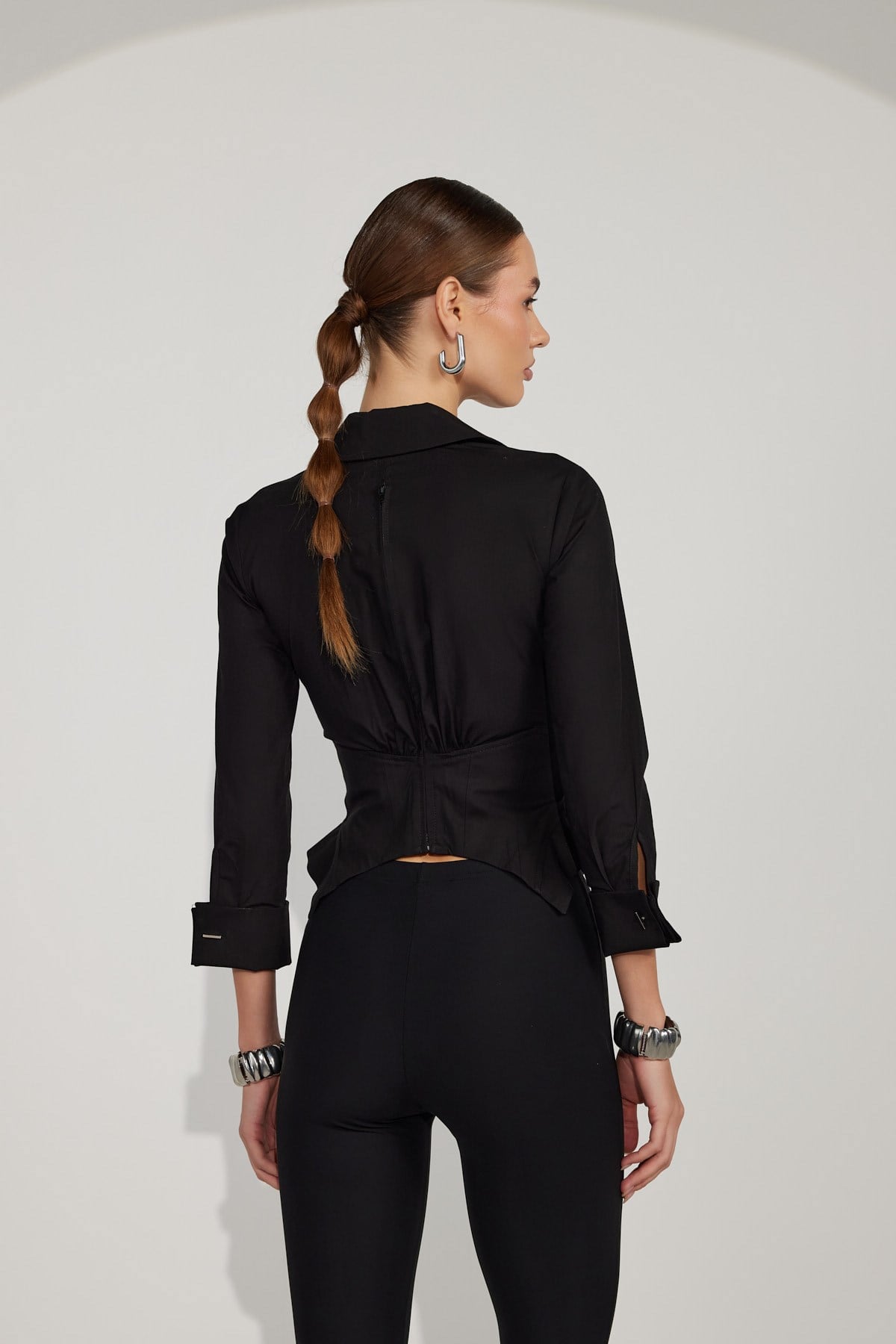 Essential 100% Cotton Corset Shirt Black