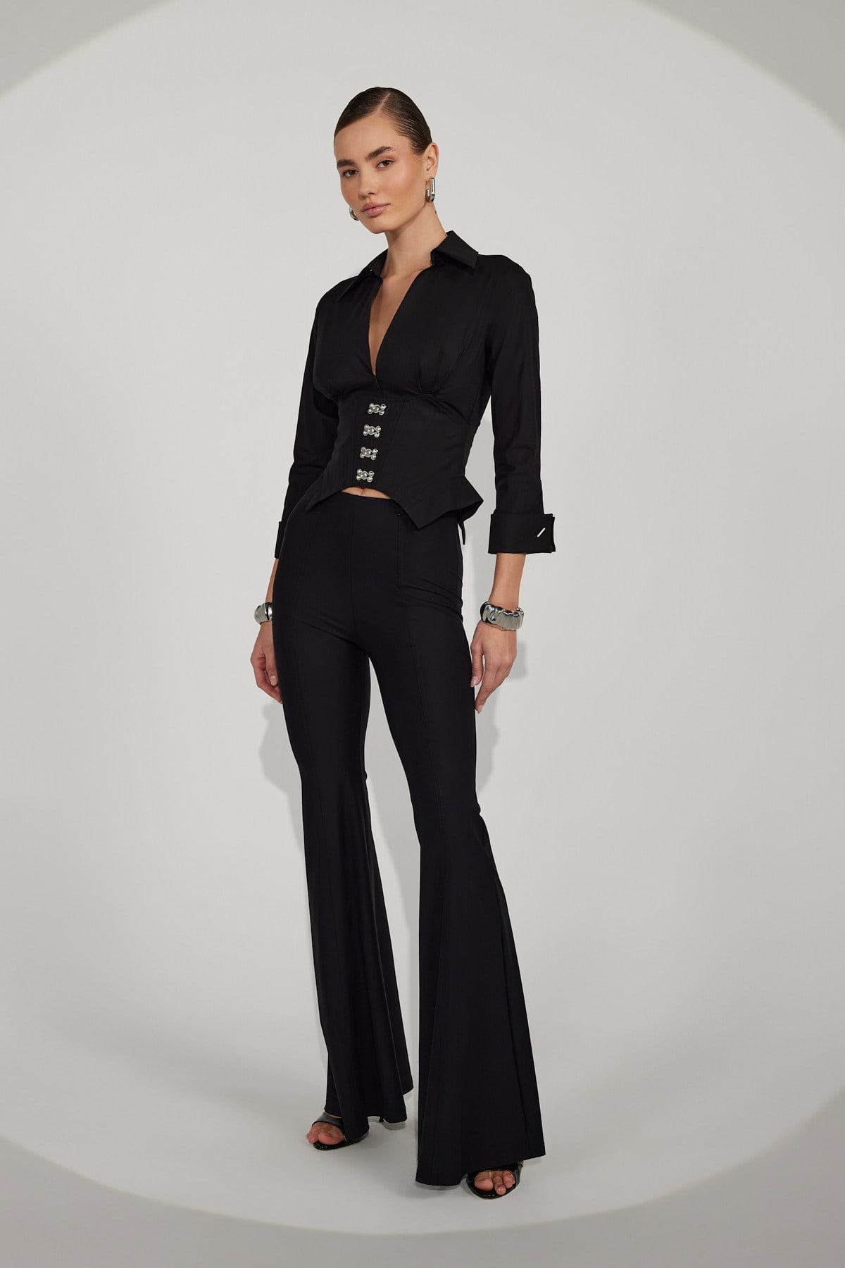 Essential 100% Cotton Corset Shirt Black