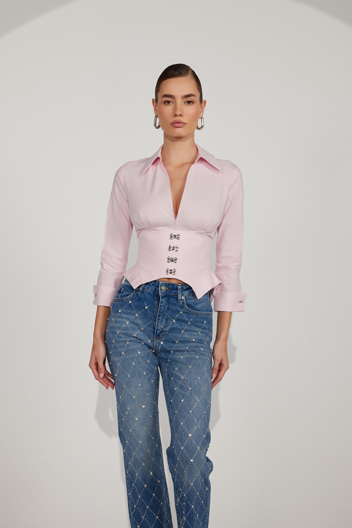 Essential 100% Cotton Corset Shirt Pink