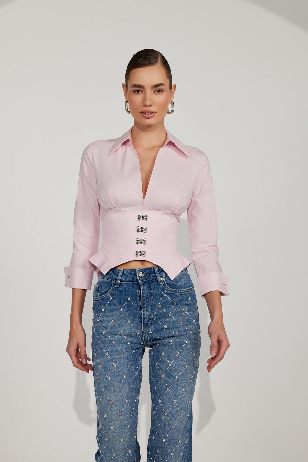 Essential 100% Cotton Corset Shirt Pink