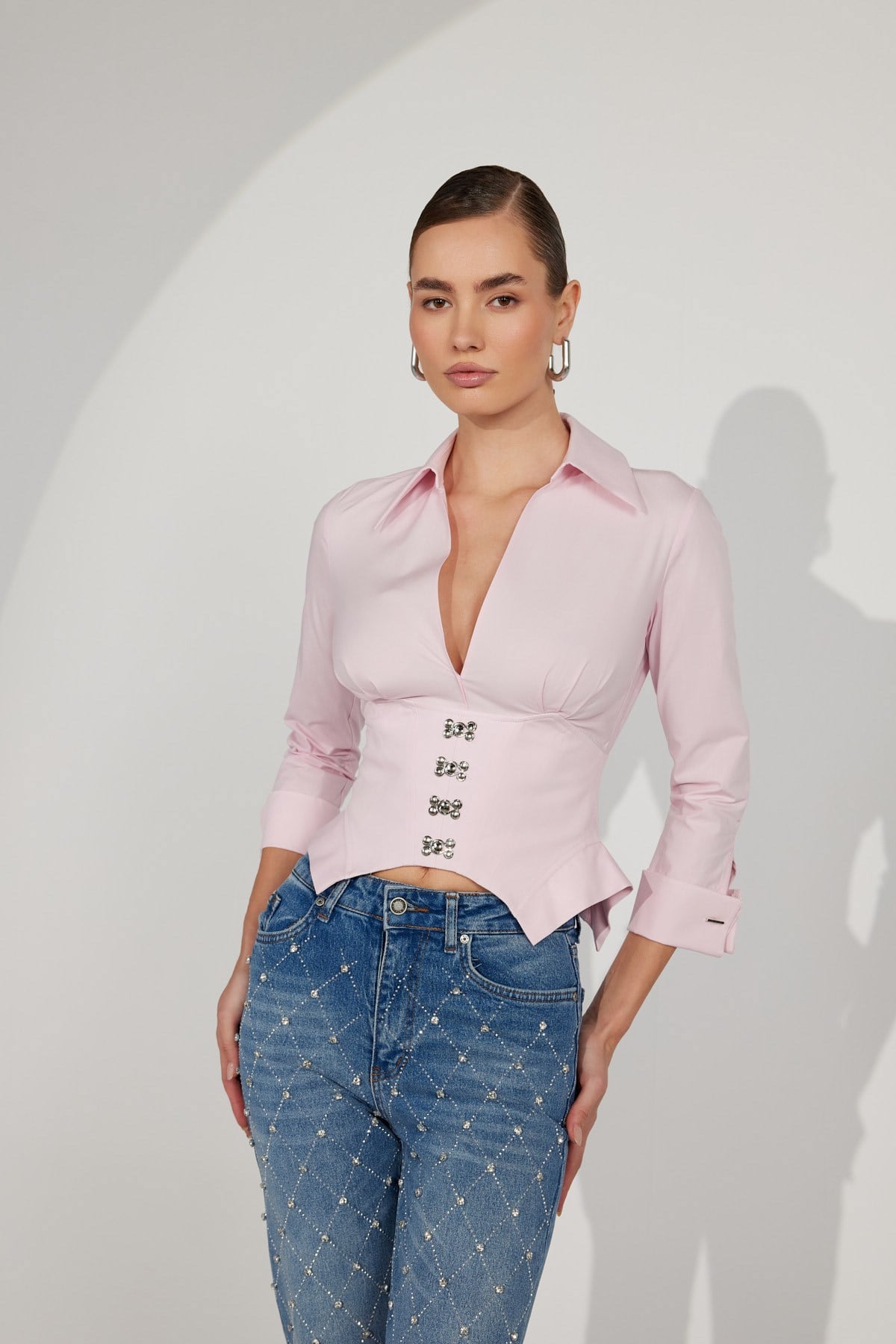 Essential 100% Cotton Corset Shirt Pink