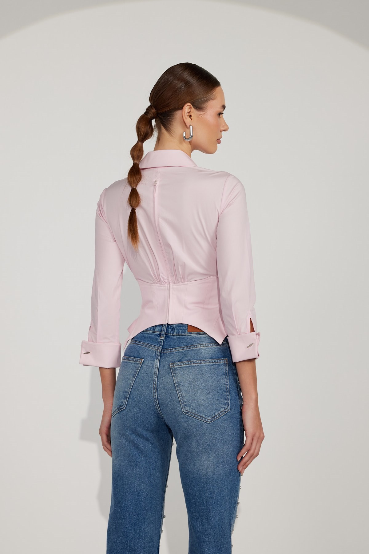 Essential 100% Cotton Corset Shirt Pink