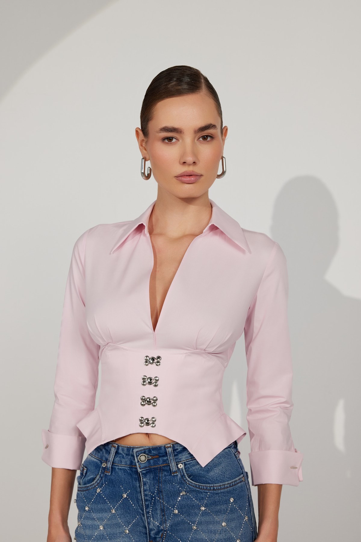 Essential 100% Cotton Corset Shirt Pink