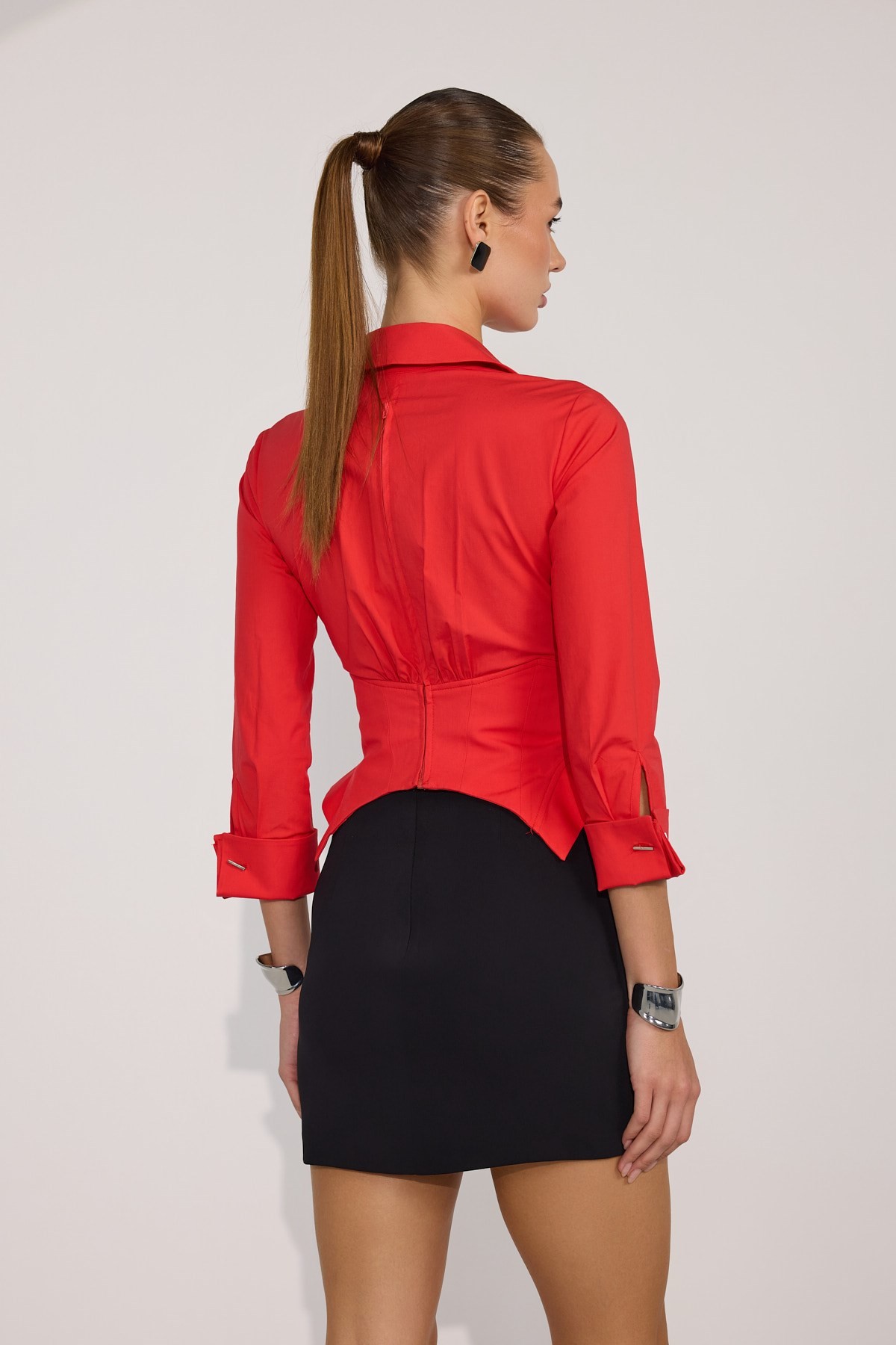 Essential 100% Cotton Corset Shirt Red