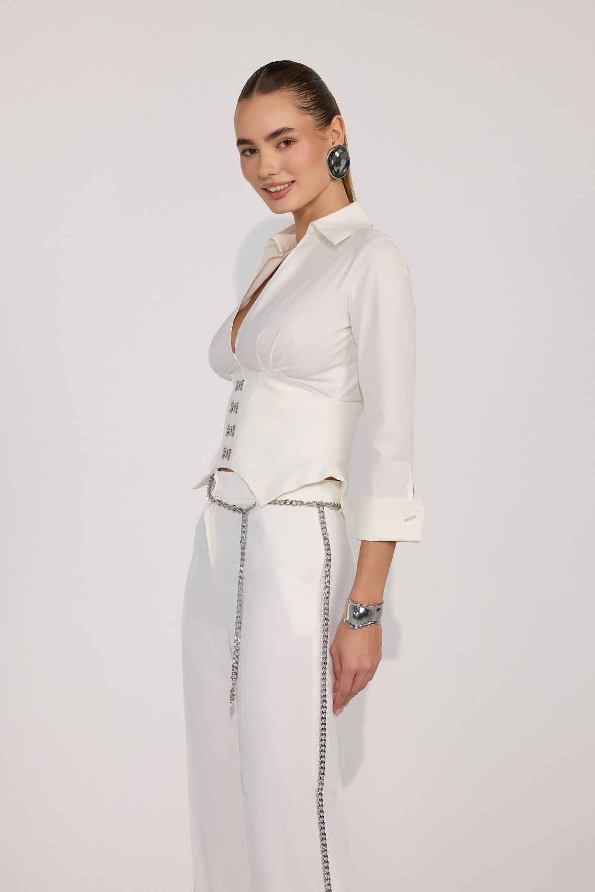 Essential 100% Cotton Corset Shirt White