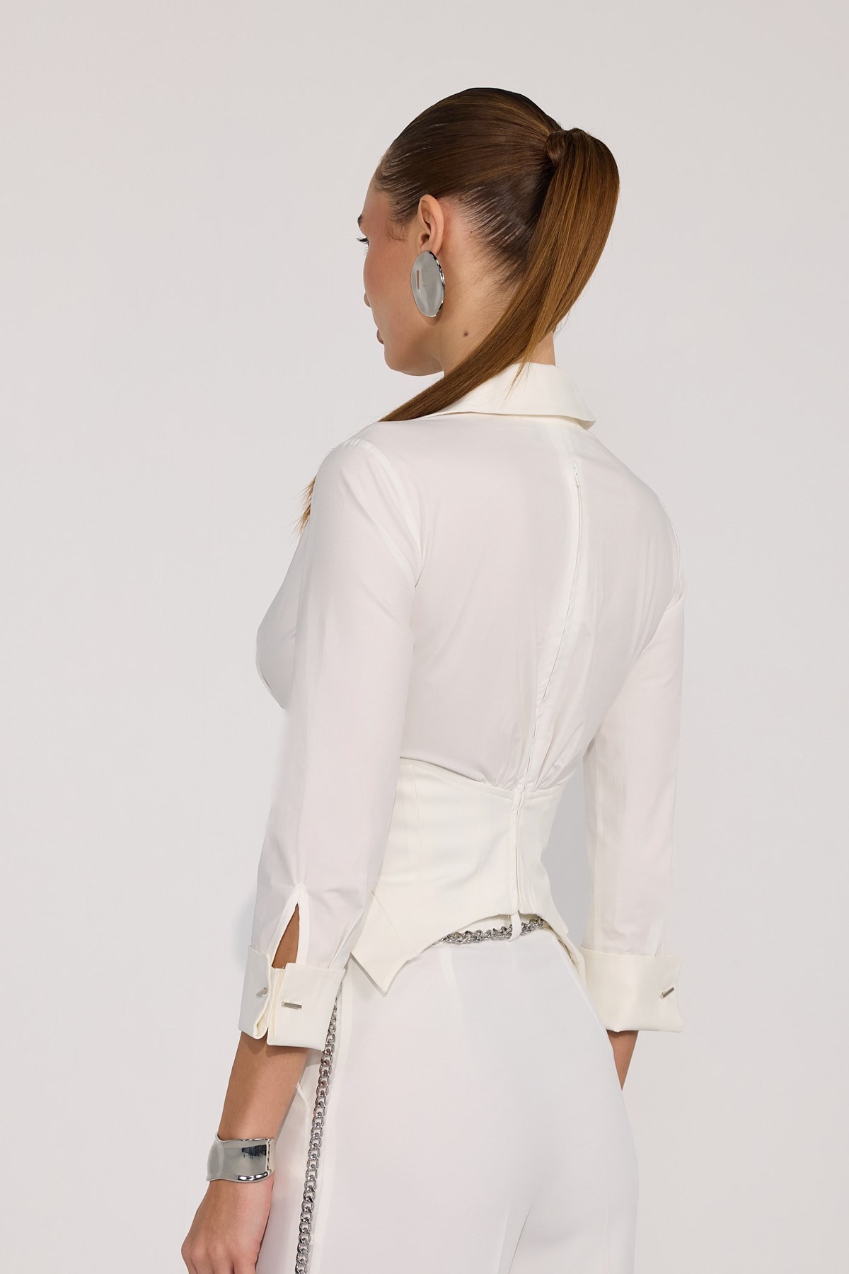 Essential 100% Cotton Corset Shirt White
