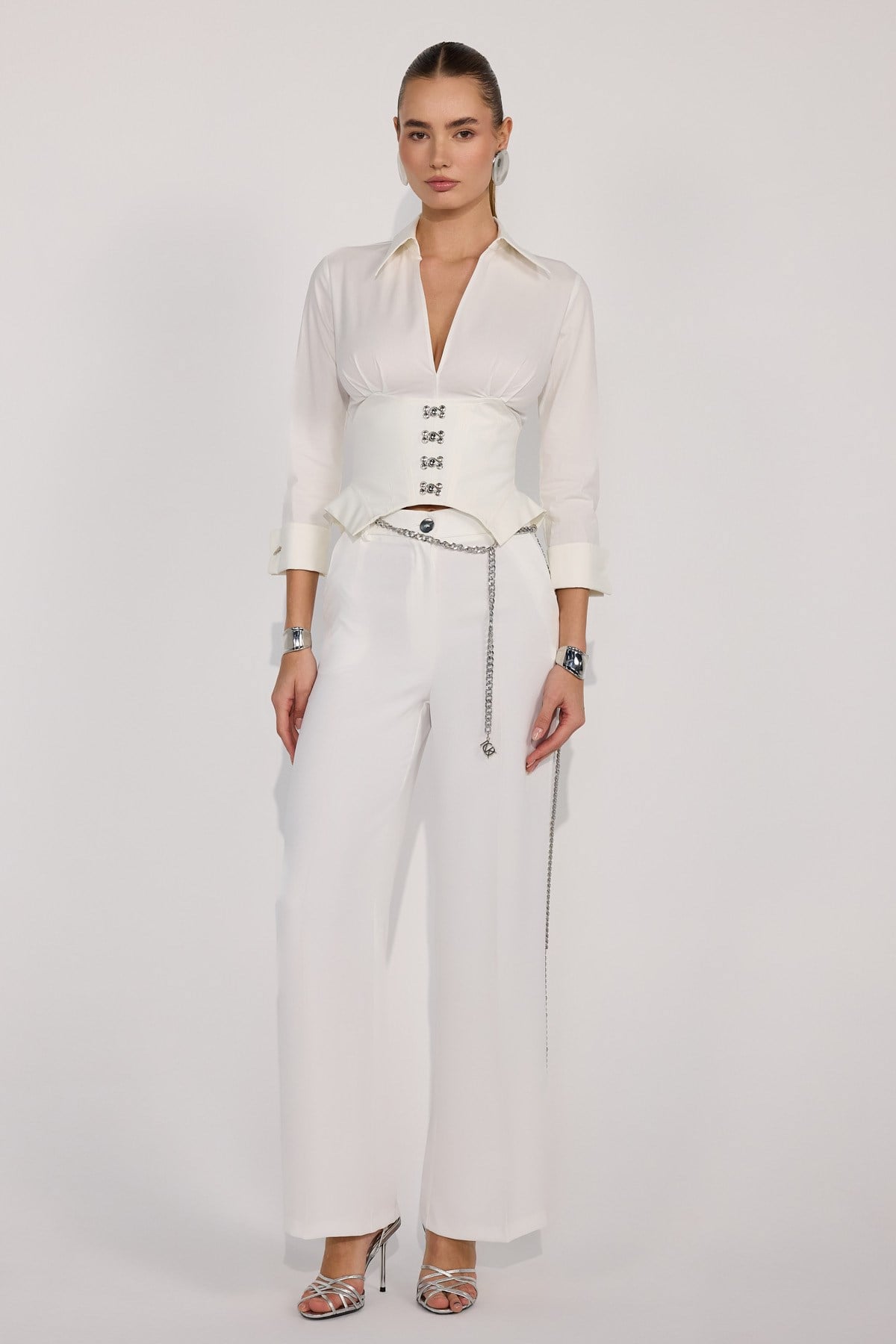 Essential 100% Cotton Corset Shirt White