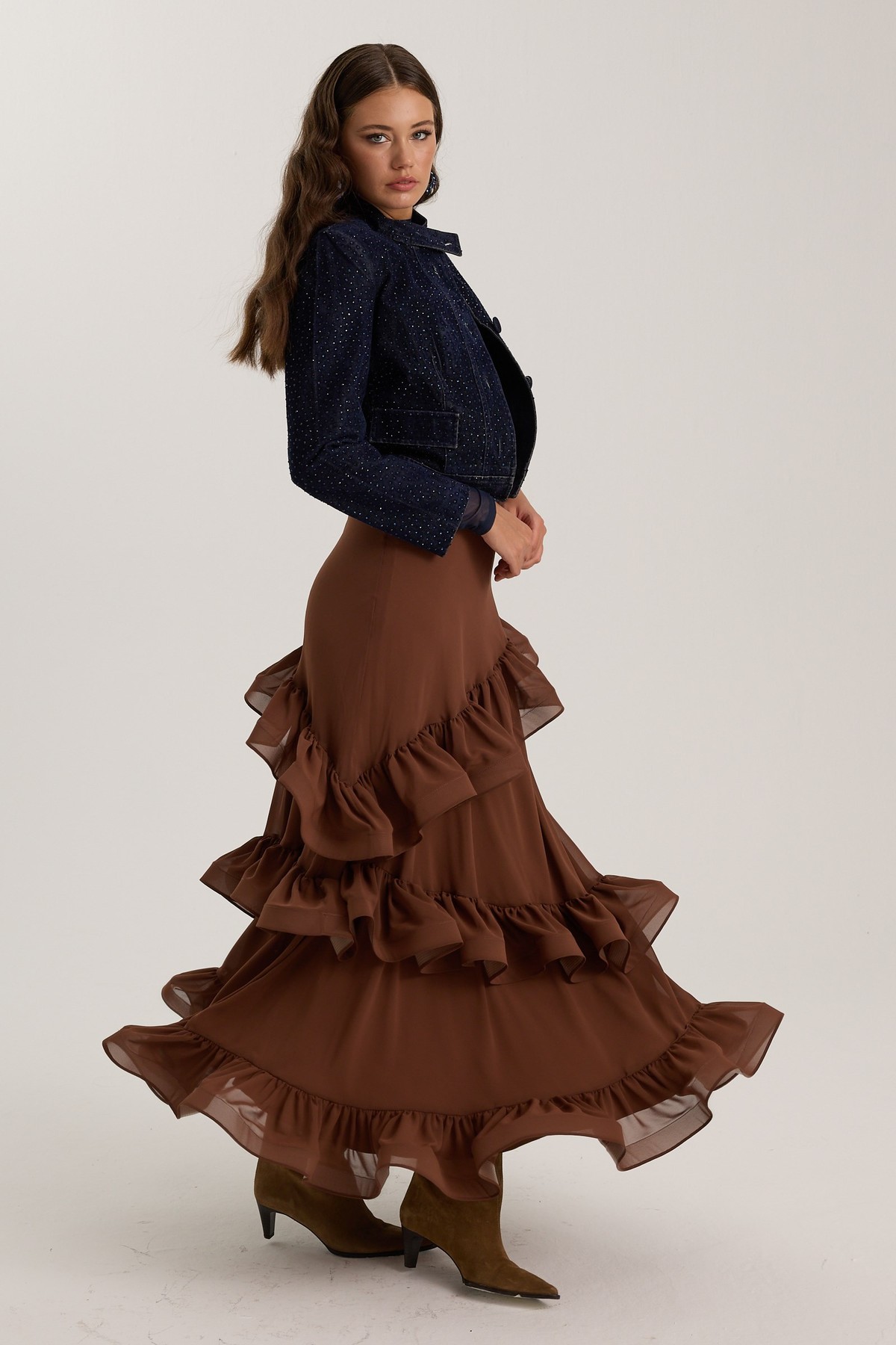 Eternal Flow Maxi Skirt Brown