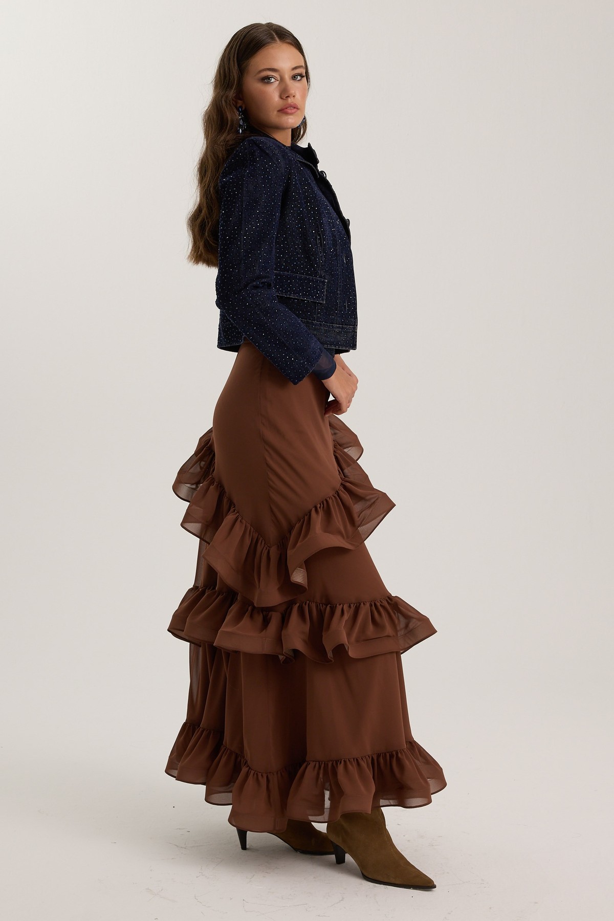 Eternal Flow Maxi Skirt Brown