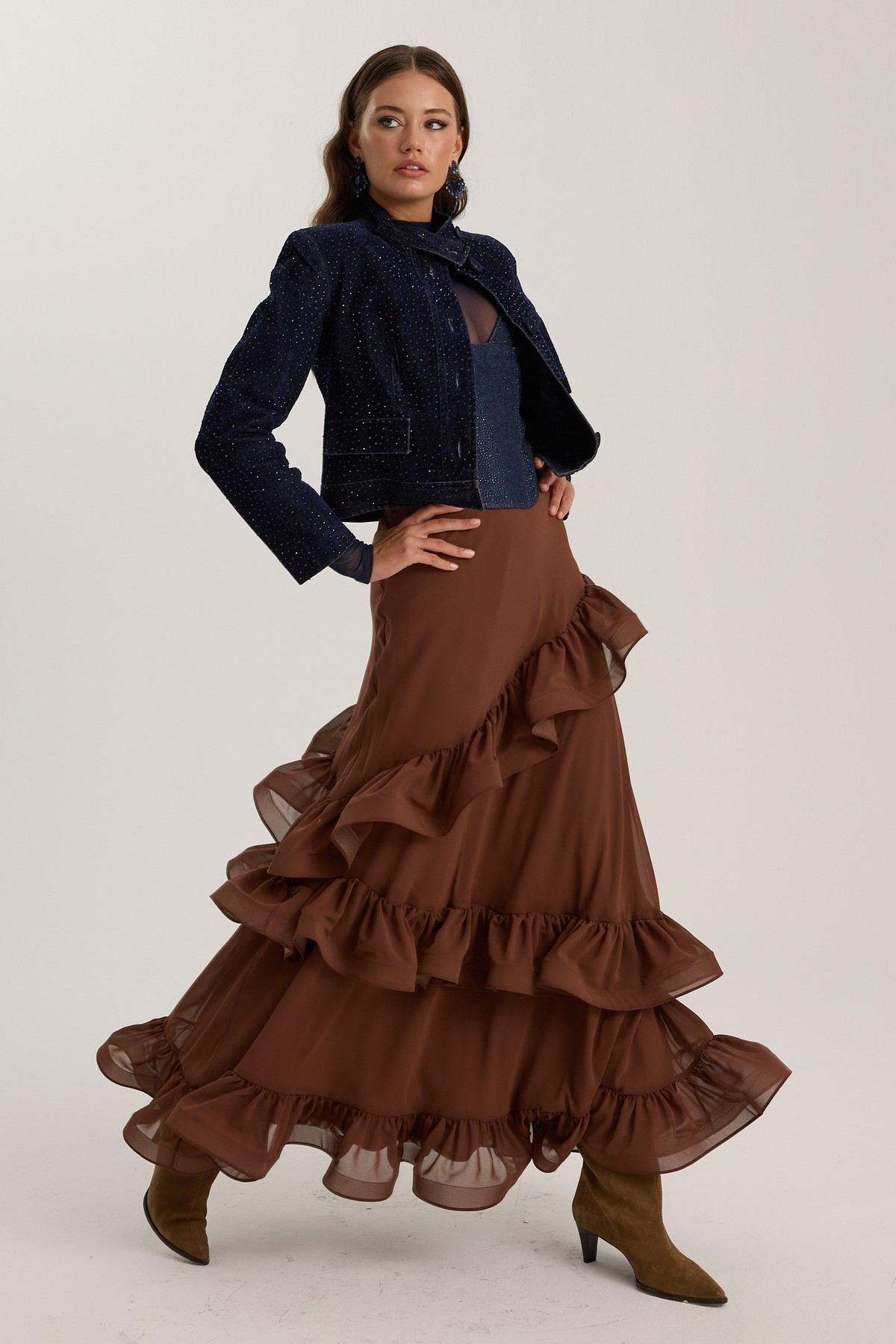 Eternal Flow Maxi Skirt Brown