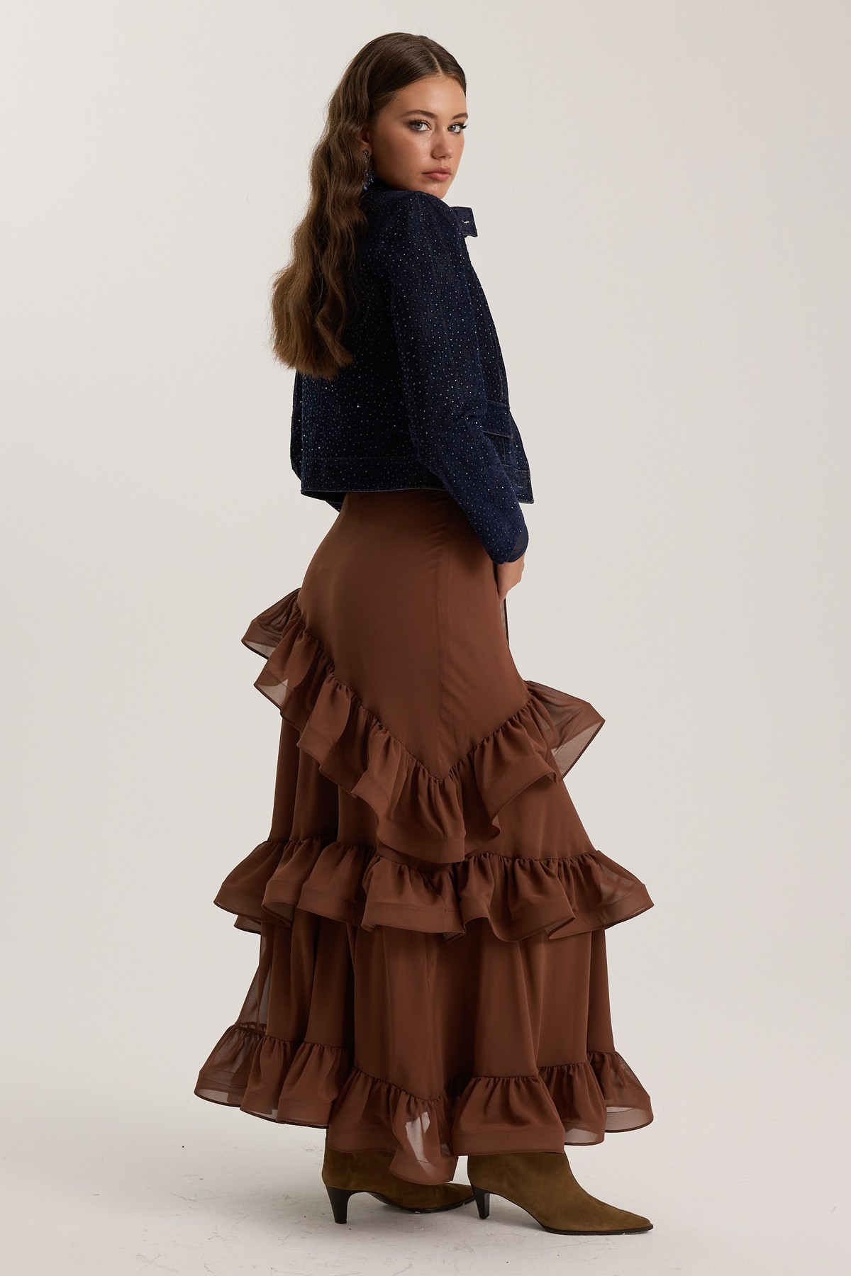 Eternal Flow Maxi Skirt Brown