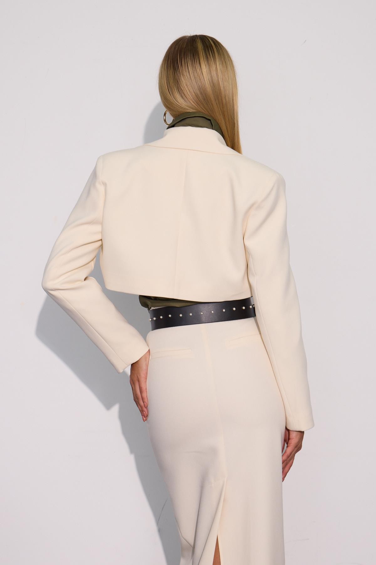 Forever Icon Crop Ceket KREM