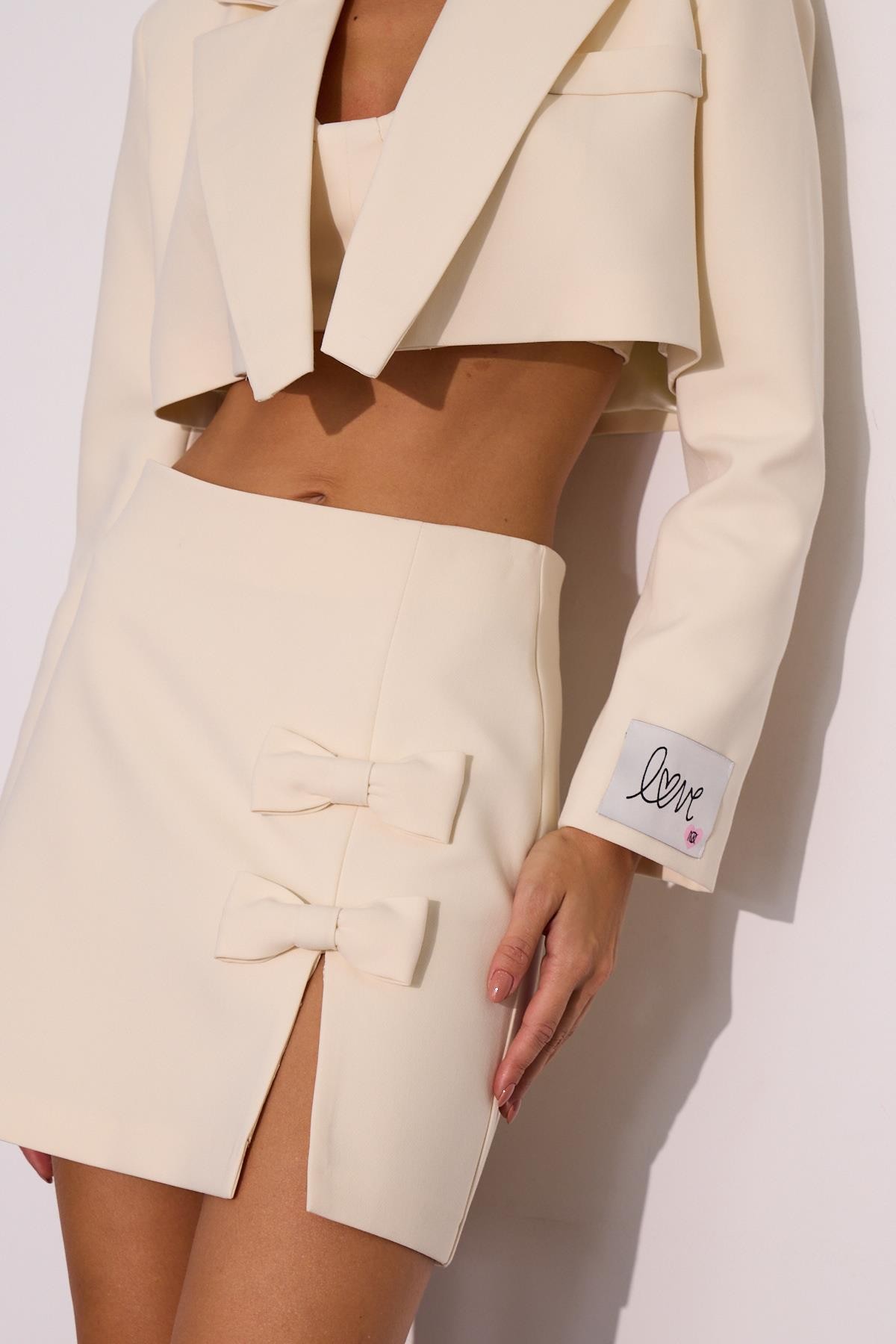 Forever Icon Crop Ceket KREM